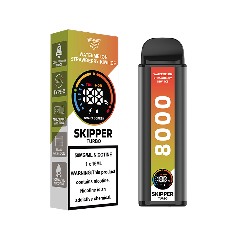 WATERMELON STRAWBERRY KIWI ICE SKIPPER TURBO 10K DISPOSABLE WATERMELON STRAWBERRY KIWI ICE SKIPPER TURBO 10K DISPOSABLE