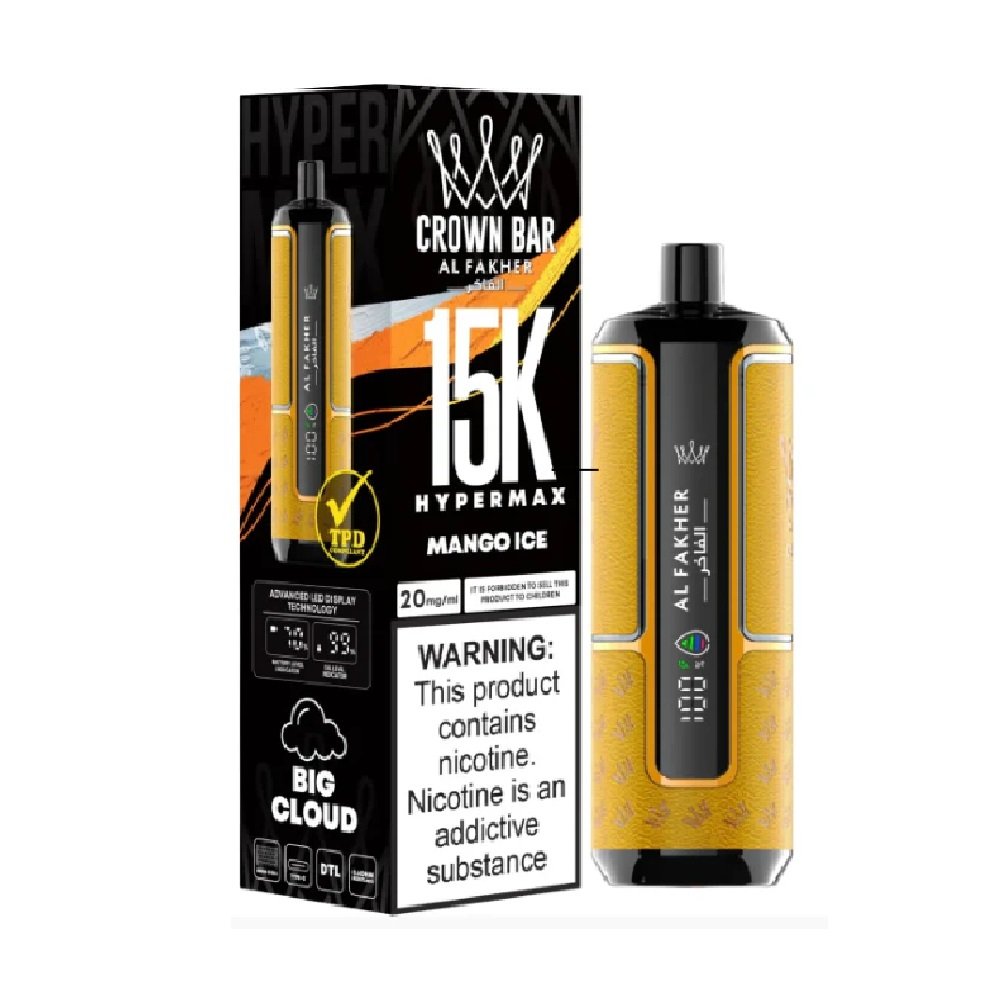MANGO ICE AL FAKHER CROWN BAR HYPERMAX DISPOSABLE 15000 PUFFS MANGO ICE AL FAKHER CROWN BAR HYPERMAX DISPOSABLE 15000 PUFFS
